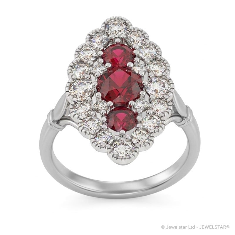 R-25213-RU-W  Diamond & Ruby Vintage Ring