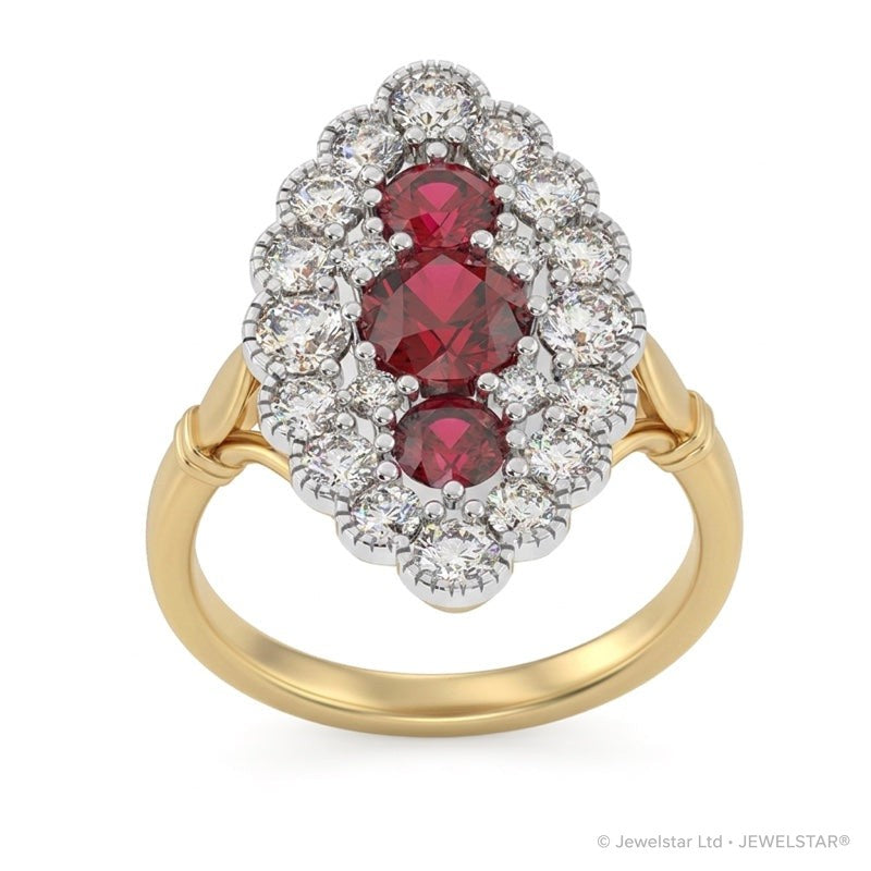 R-25213-RU-Y  Diamond & Ruby Vintage Ring