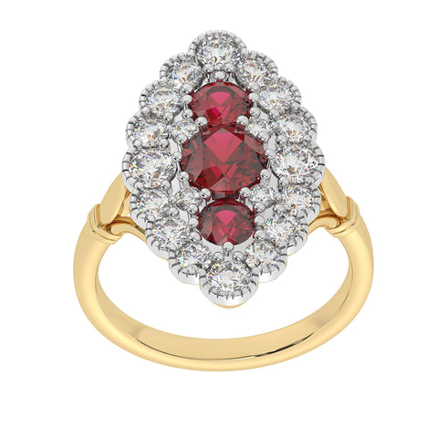 R-25213-RU-Y  Diamond & Ruby Vintage Ring