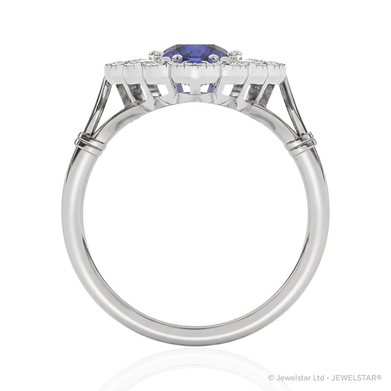R-25213-SA-W  Diamond & Sapphire Vintage Ring