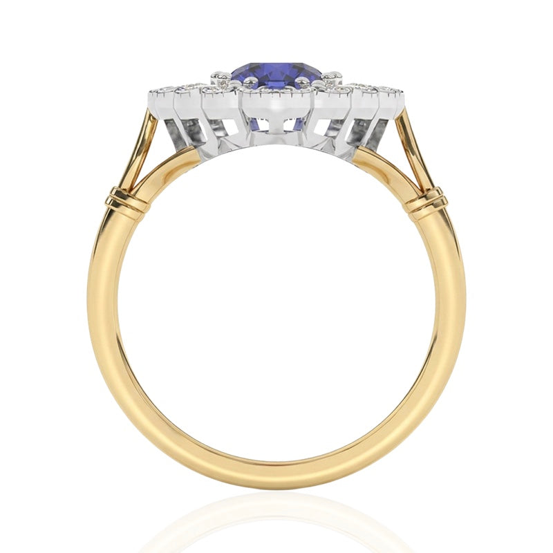 R-25213-SA-Y  Diamond & Sapphire Vintage Ring