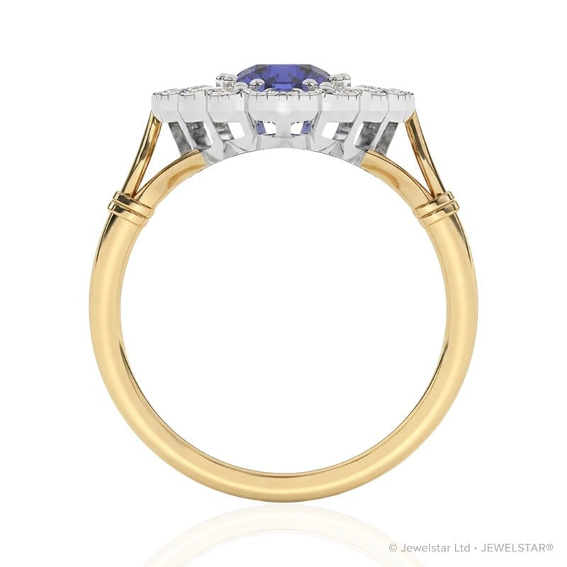 R-25213-SA-Y  Diamond & Sapphire Vintage Ring