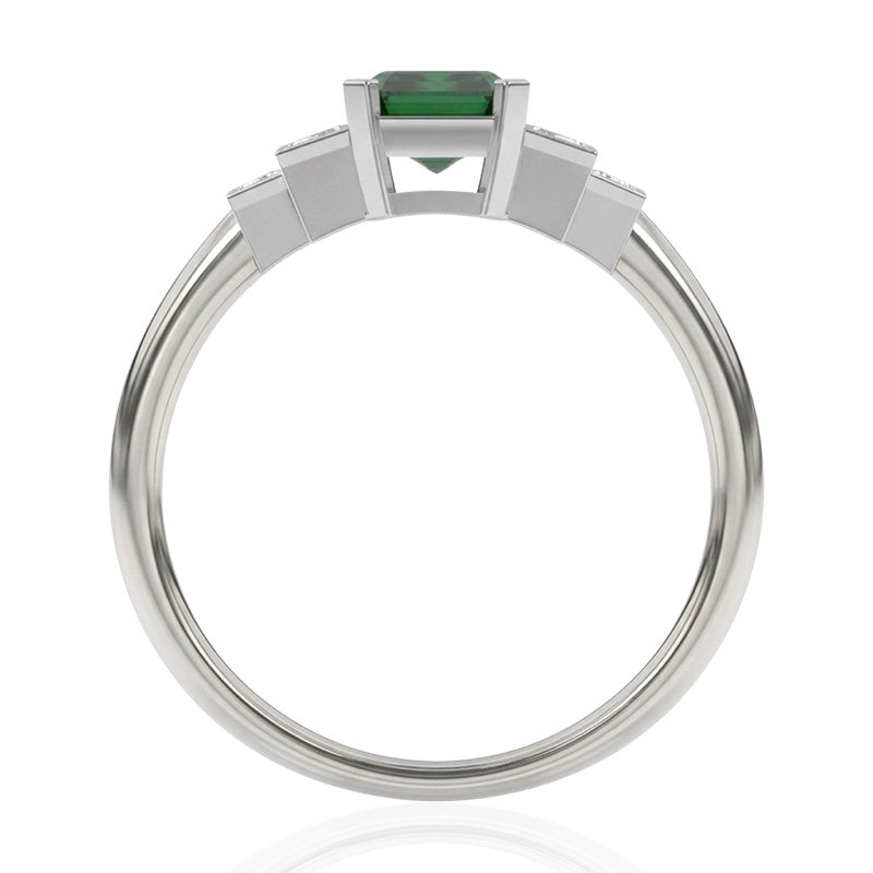 R-25214-EM-W  Diamond & Emerald Vintage Ring