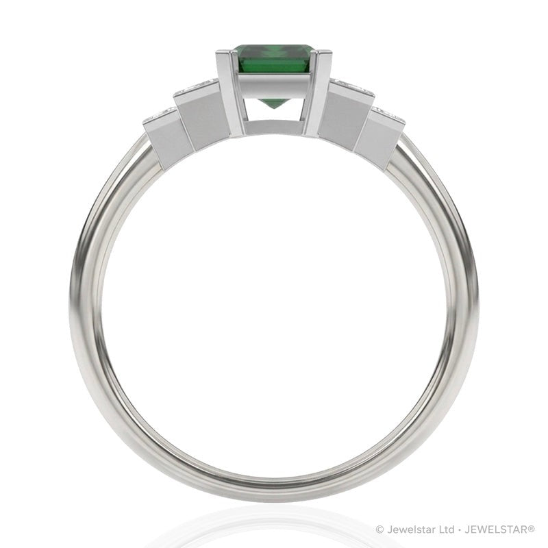 R-25214-EM-W  Diamond & Emerald Vintage Ring