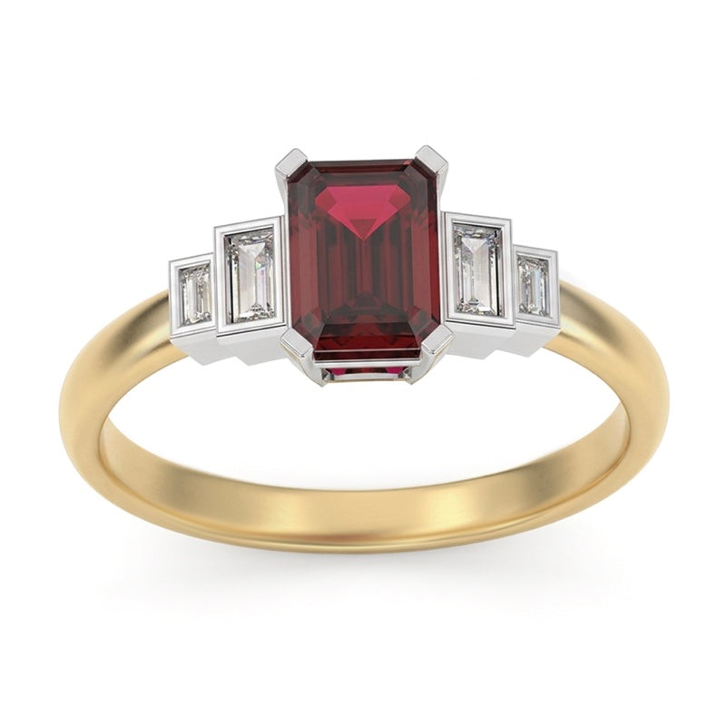 R-25214-RU-Y  Diamond & Ruby Vintage Ring