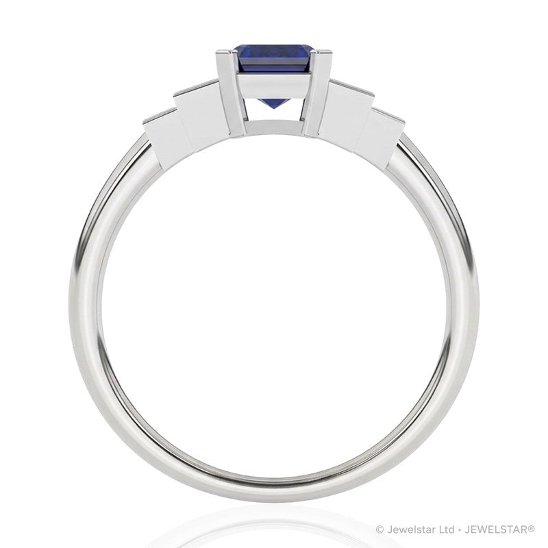 R-25214-SA-W  Diamond & Sapphire Vintage Ring