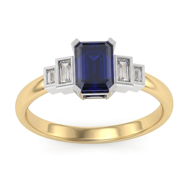 R-25214-SA-Y  Diamond & Sapphire Vintage Ring