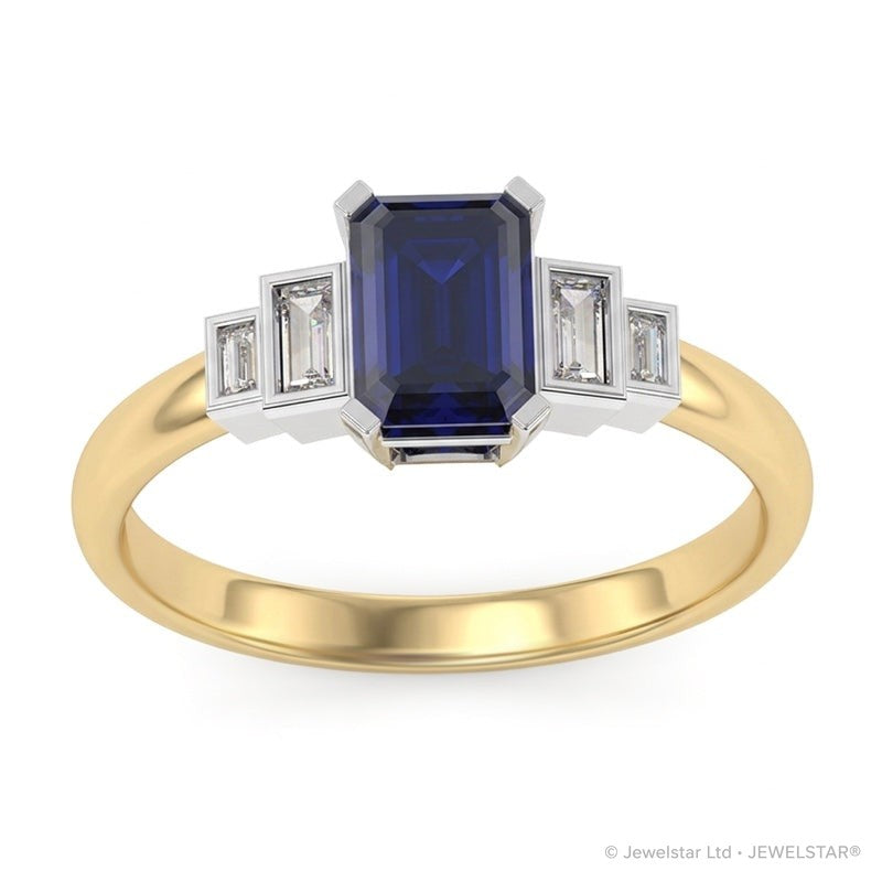 R-25214-SA-Y  Diamond & Sapphire Vintage Ring