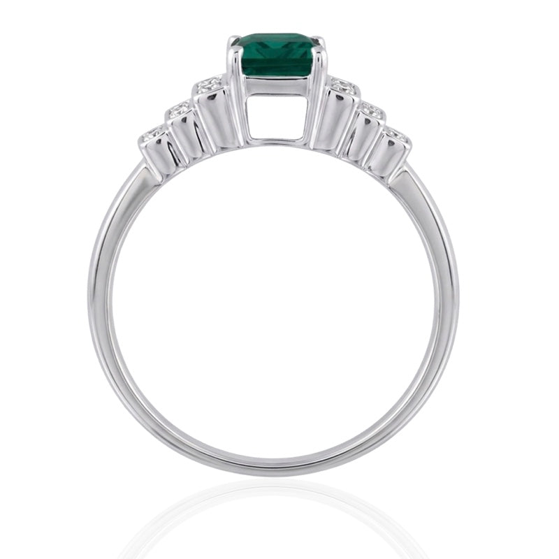 R-25215-EM-W  Diamond & Emerald Vintage Ring