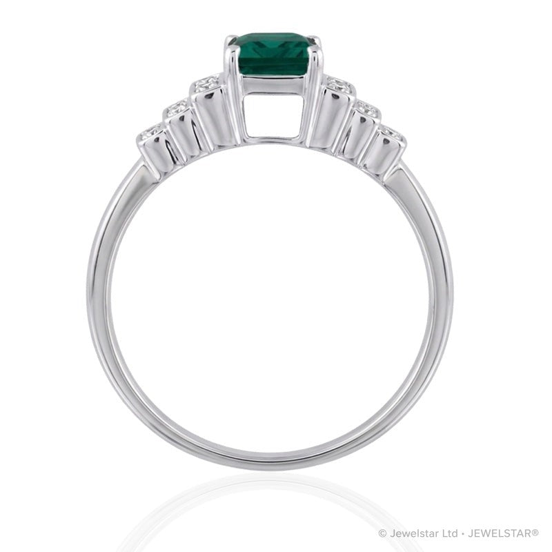 R-25215-EM-W  Diamond & Emerald Vintage Ring