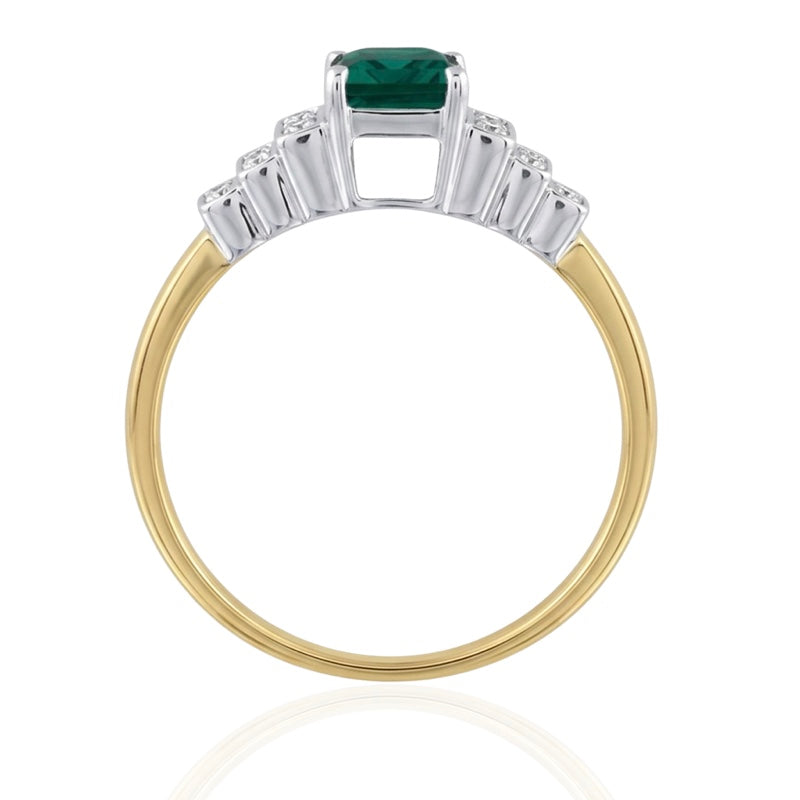 R-25215-EM-Y  Diamond & Emerald Vintage Ring