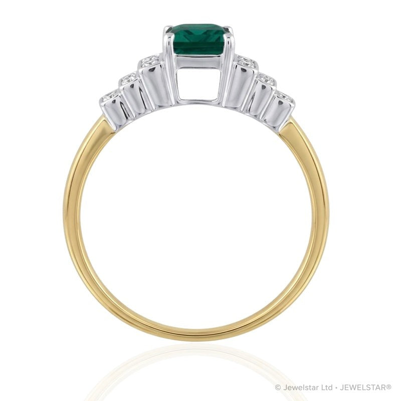 R-25215-EM-Y  Diamond & Emerald Vintage Ring