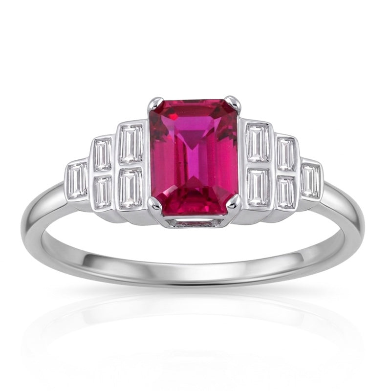 R-25215-RU-W  Diamond & Ruby Vintage Ring