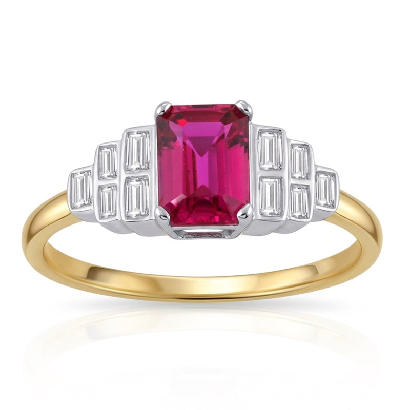 R-25215-RU-Y  Diamond & Ruby Vintage Ring