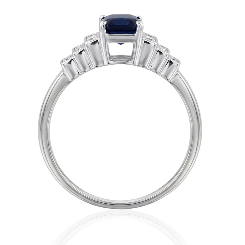 R-25215-SA-W  Diamond & Sapphire Vintage Ring