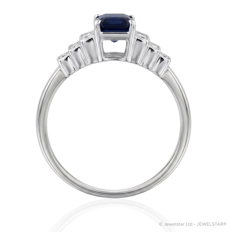 R-25215-SA-W  Diamond & Sapphire Vintage Ring