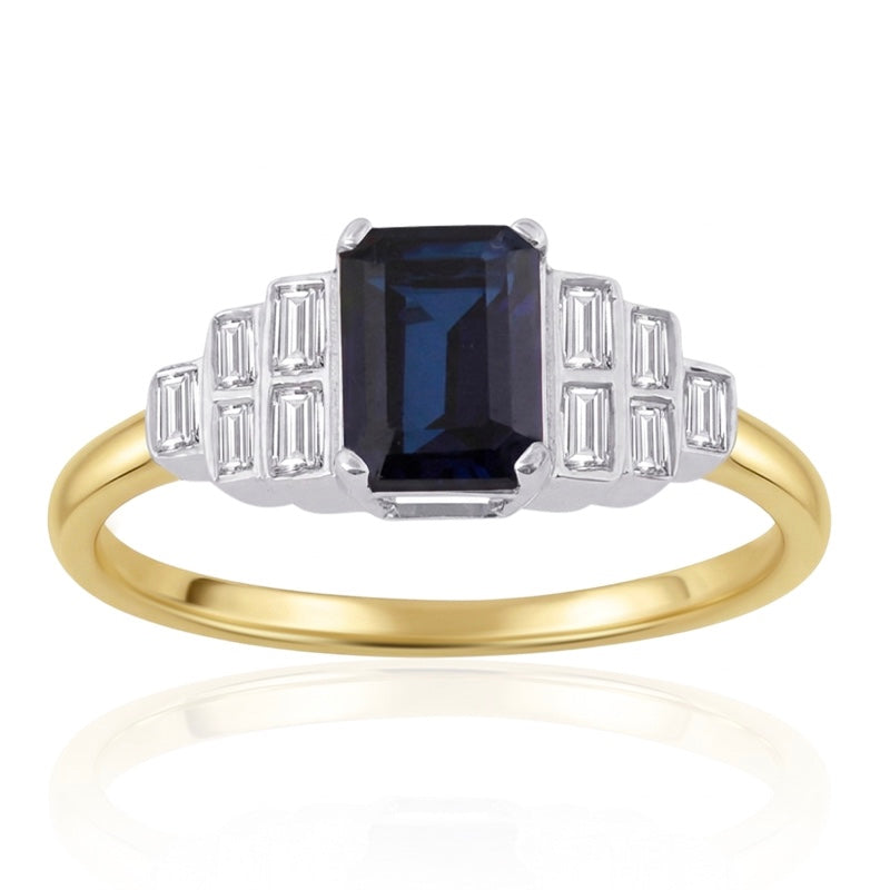 R-25215-SA-Y  Diamond & Sapphire Vintage Ring