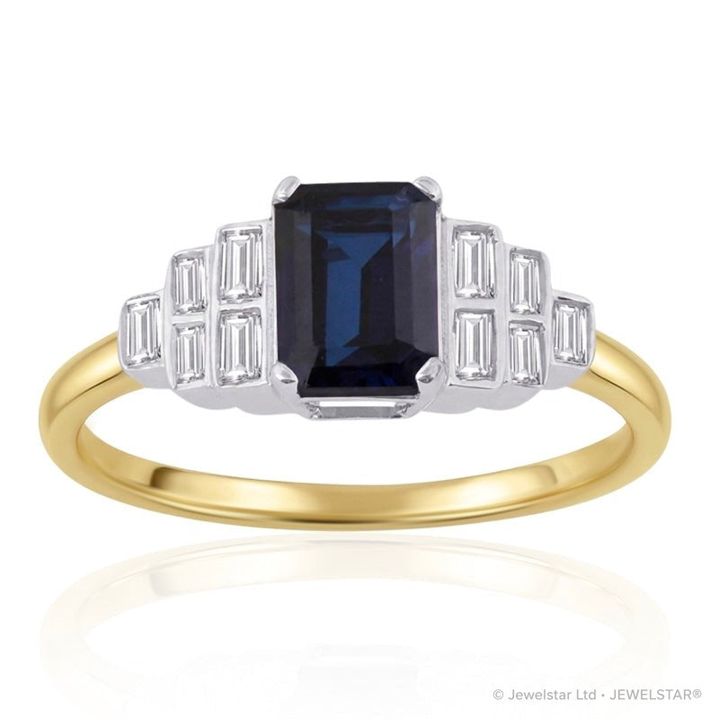 R-25215-SA-Y  Diamond & Sapphire Vintage Ring