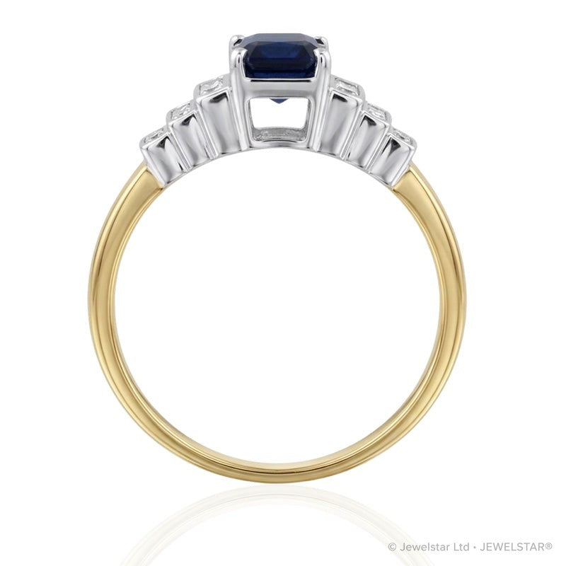 R-25215-SA-Y  Diamond & Sapphire Vintage Ring