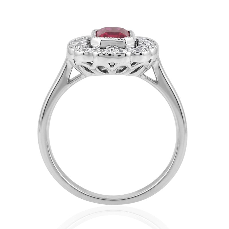 R-25218-RU-W  Diamond & Ruby Vintage Ring