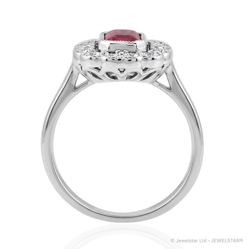 R-25218-RU-W  Diamond & Ruby Vintage Ring