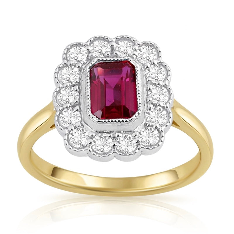 R-25218-RU-Y  Diamond & Ruby Vintage Ring