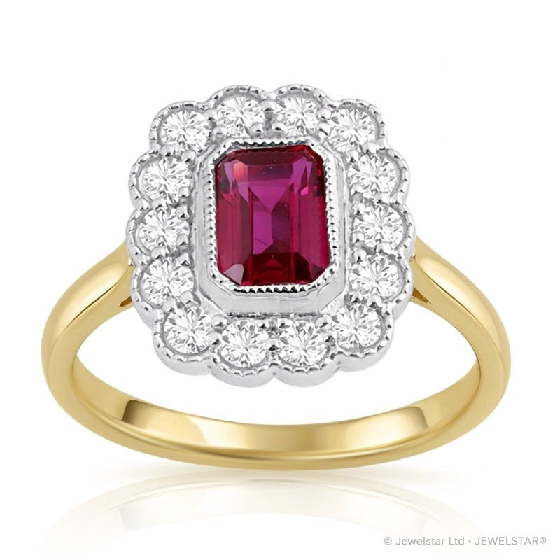 R-25218-RU-Y  Diamond & Ruby Vintage Ring