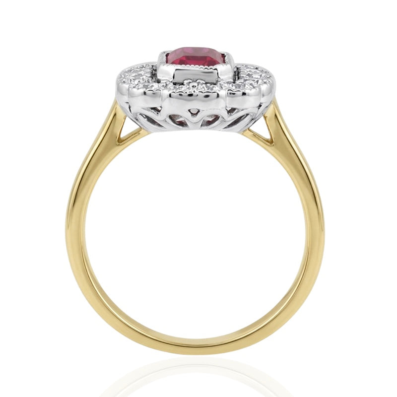 R-25218-RU-Y  Diamond & Ruby Vintage Ring