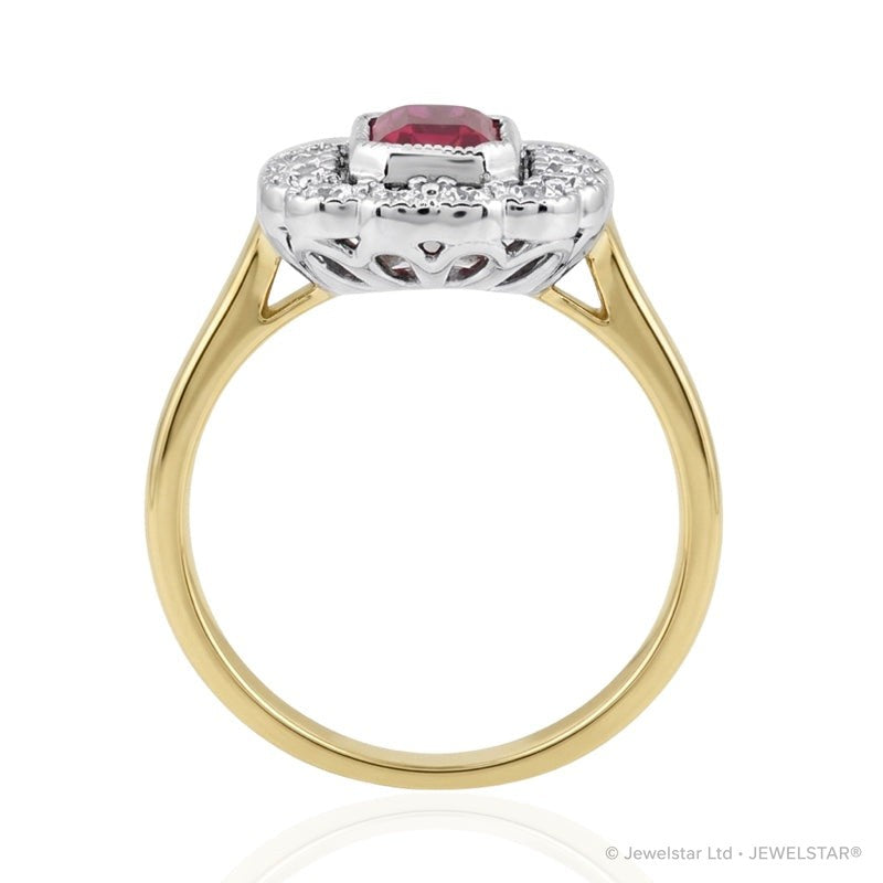 R-25218-RU-Y  Diamond & Ruby Vintage Ring