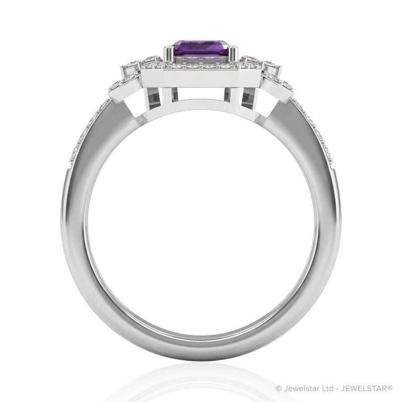 R-25219-AM-W  Diamond & Amethyst Vintage Ring