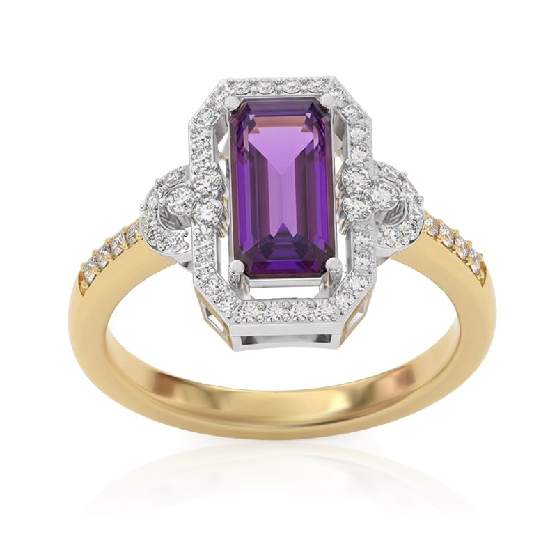 R-25219-AM-Y  Diamond & Amethyst Vintage Ring