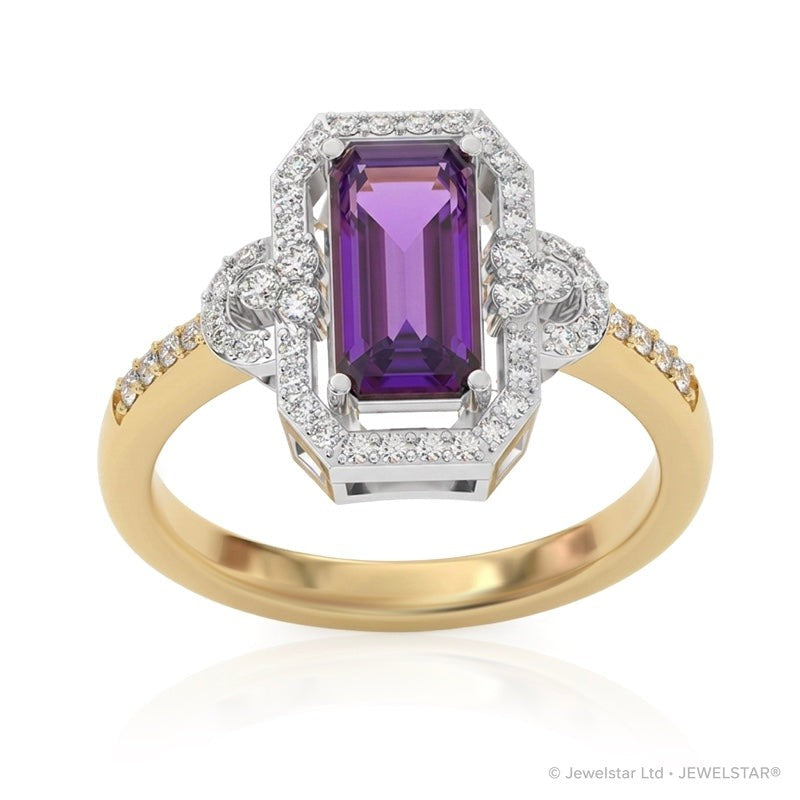 R-25219-AM-Y  Diamond & Amethyst Vintage Ring