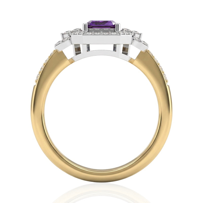R-25219-AM-Y  Diamond & Amethyst Vintage Ring