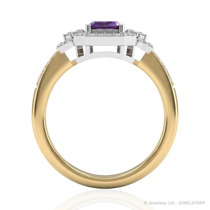 R-25219-AM-Y  Diamond & Amethyst Vintage Ring