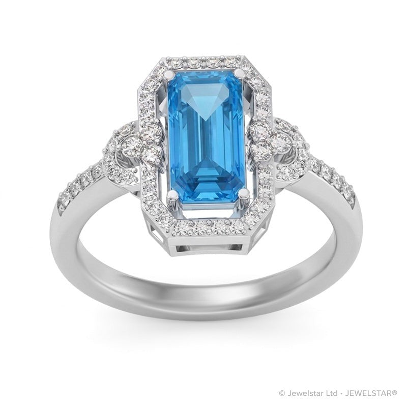 R-25219-BT-W  Diamond & Blue Topaz Vintage Ring