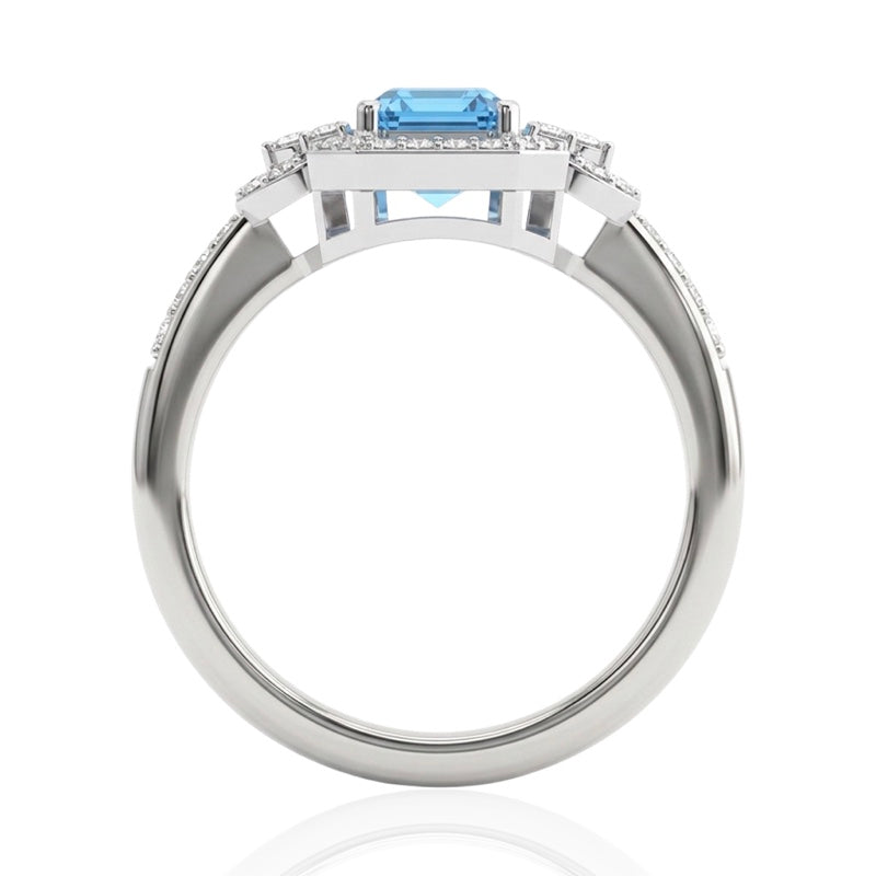 R-25219-BT-W  Diamond & Blue Topaz Vintage Ring