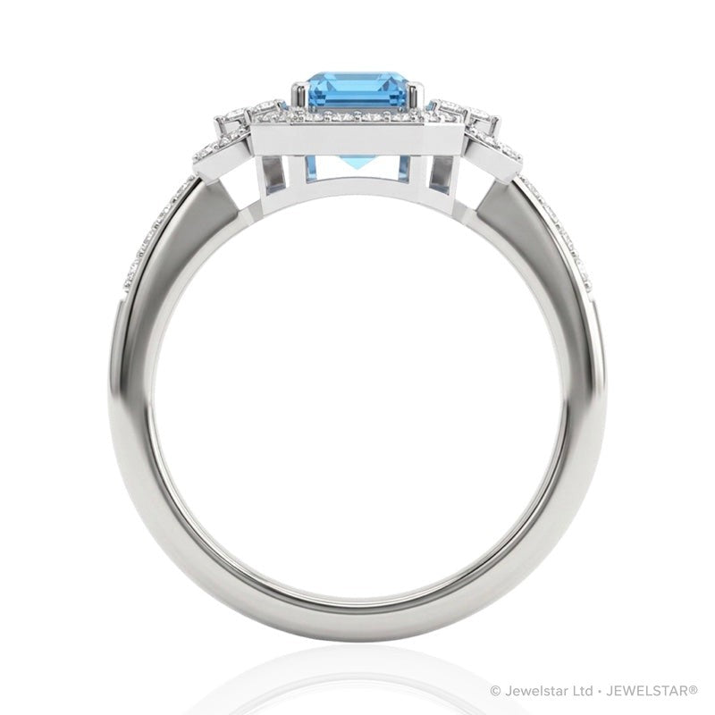 R-25219-BT-W  Diamond & Blue Topaz Vintage Ring