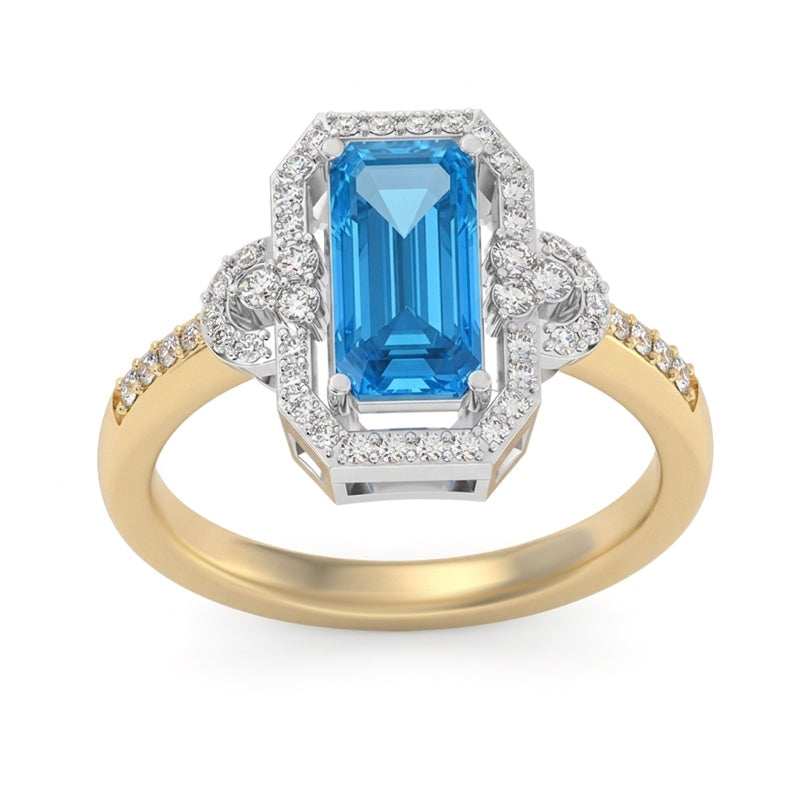 R-25219-BT-Y  Diamond & Blue Topaz Vintage Ring