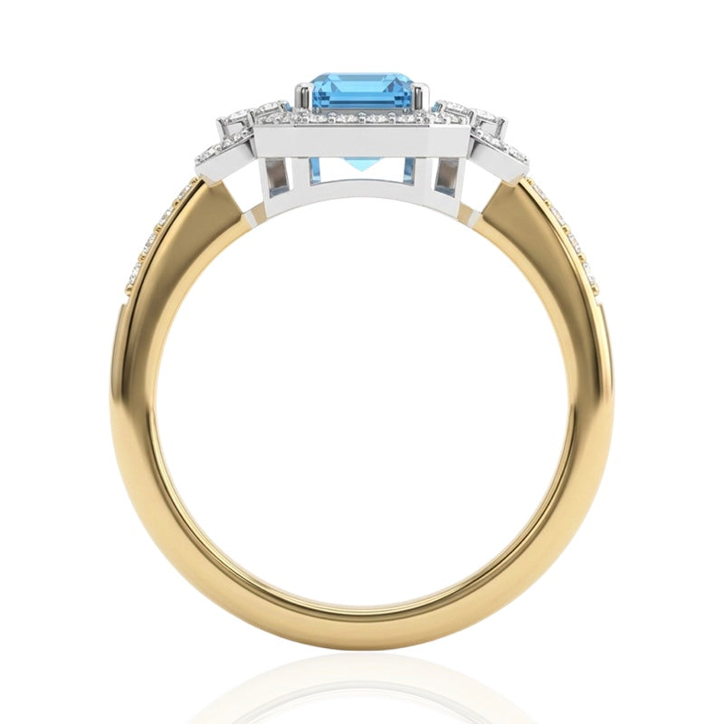 R-25219-BT-Y  Diamond & Blue Topaz Vintage Ring