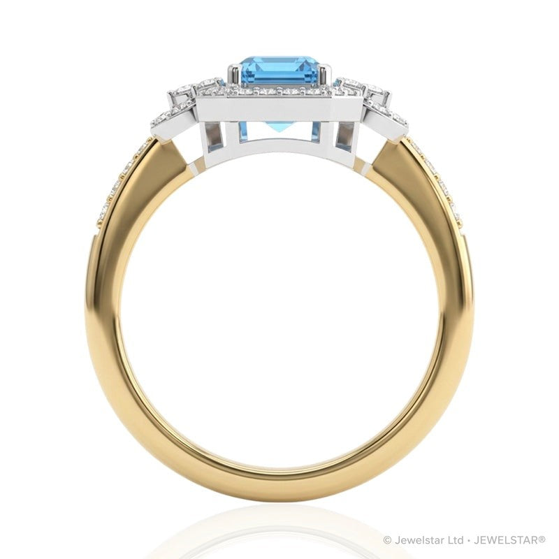 R-25219-BT-Y  Diamond & Blue Topaz Vintage Ring