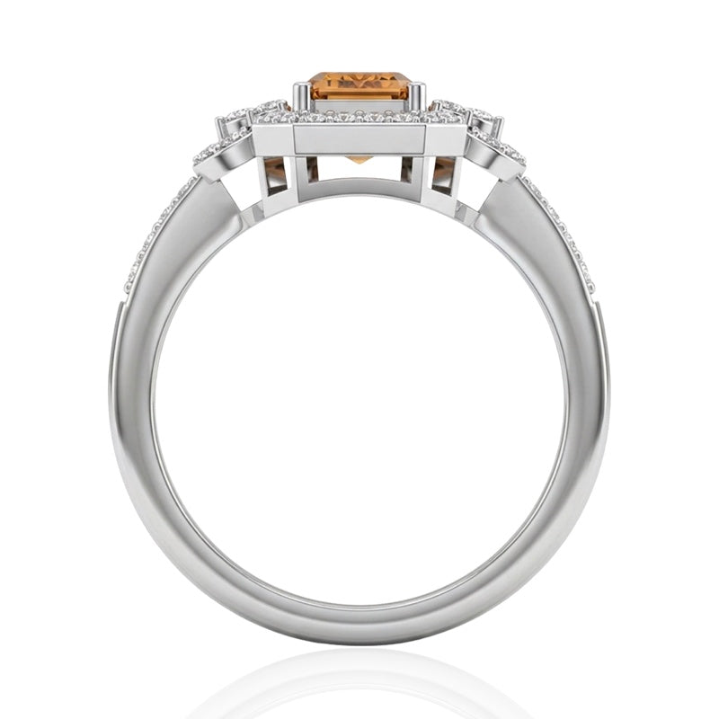 R-25219-CT-W  Diamond & Citrine Vintage Ring
