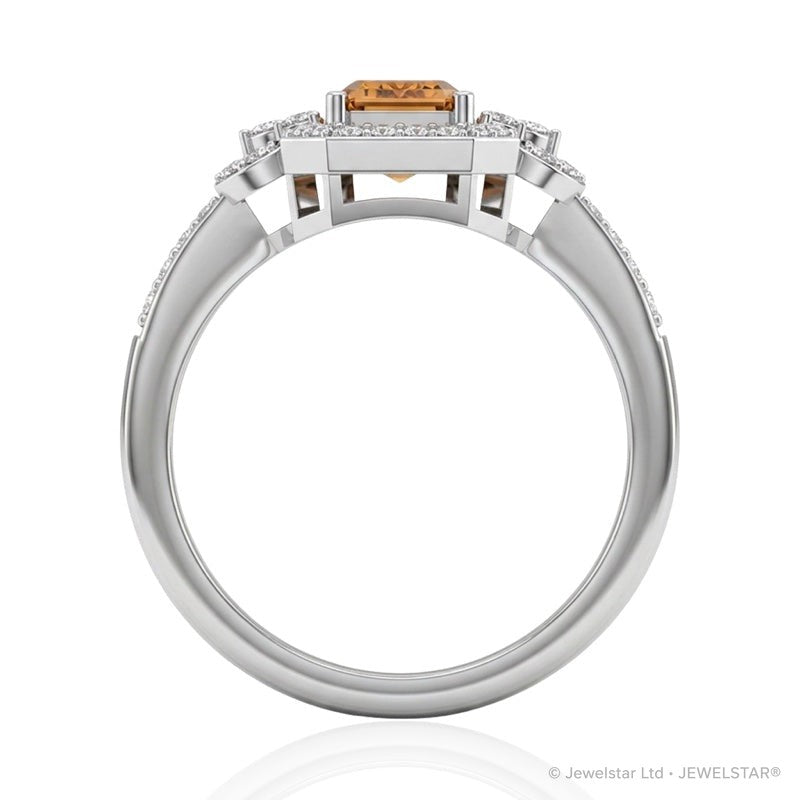R-25219-CT-W  Diamond & Citrine Vintage Ring