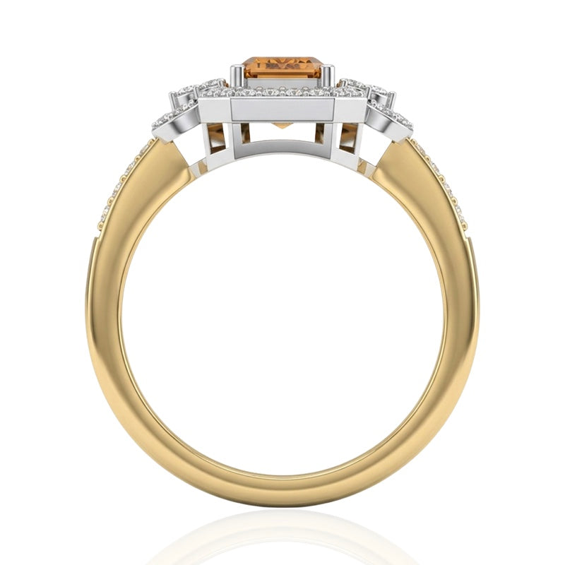 R-25219-CT-Y  Diamond & Citrine Vintage Ring