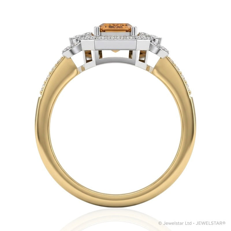 R-25219-CT-Y  Diamond & Citrine Vintage Ring