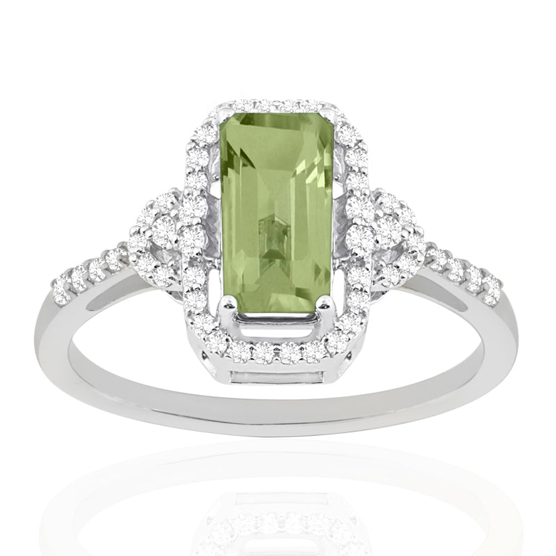 R-25219-PD-W  Diamond & Peridot Vintage Rings