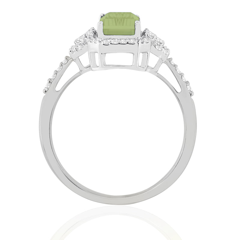 R-25219-PD-W  Diamond & Peridot Vintage Rings