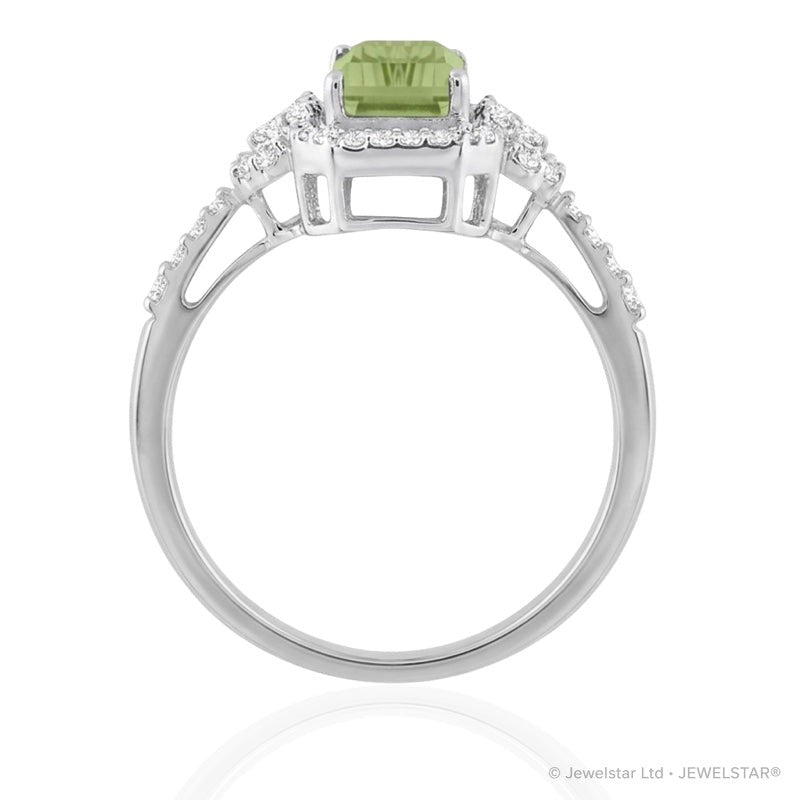 R-25219-PD-W  Diamond & Peridot Vintage Rings