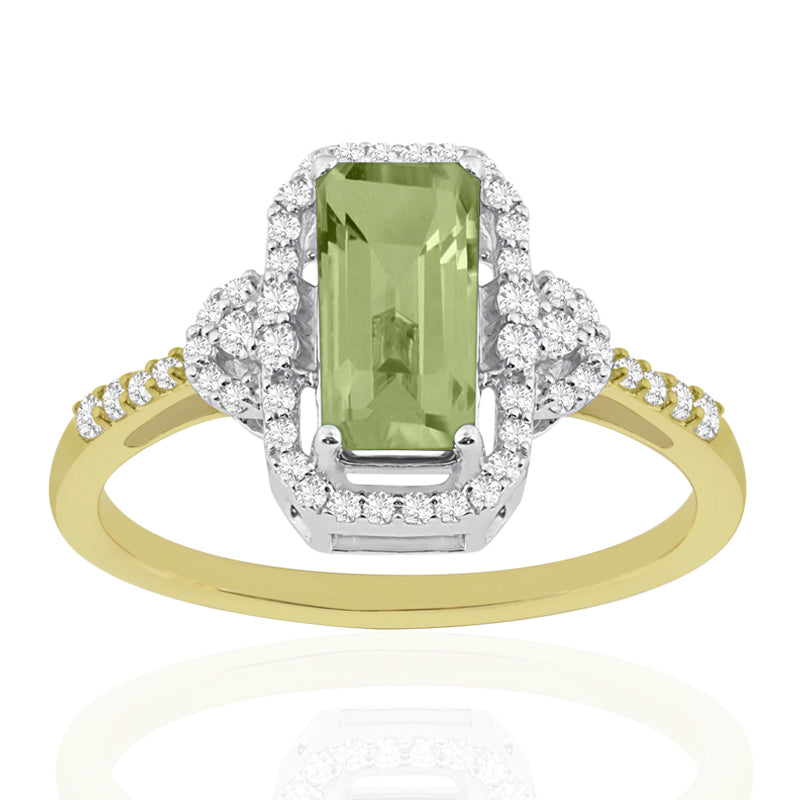 R-25219-PD-Y  Diamond & Peridot Vintage Rings