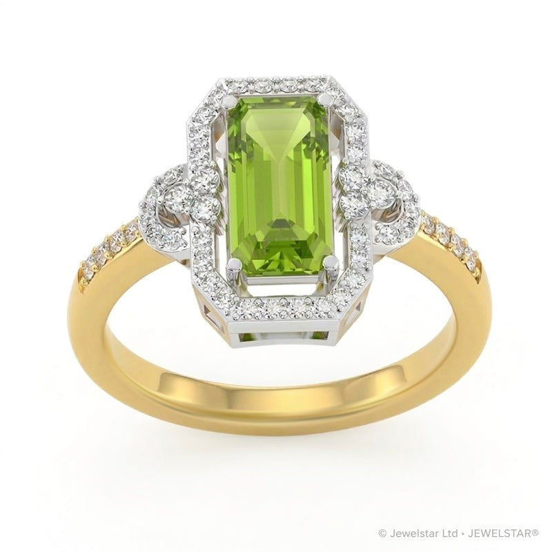 R-25219-PD-Y  Diamond & Peridot Vintage Rings