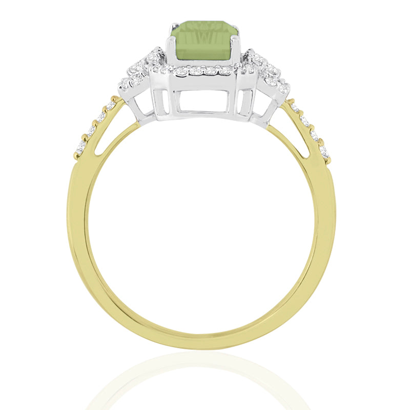 R-25219-PD-Y  Diamond & Peridot Vintage Rings